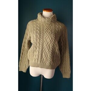 Vintage Wainscott Cableknit Sweater Turtleneck Chunky Knit Dark Academia Cottage
